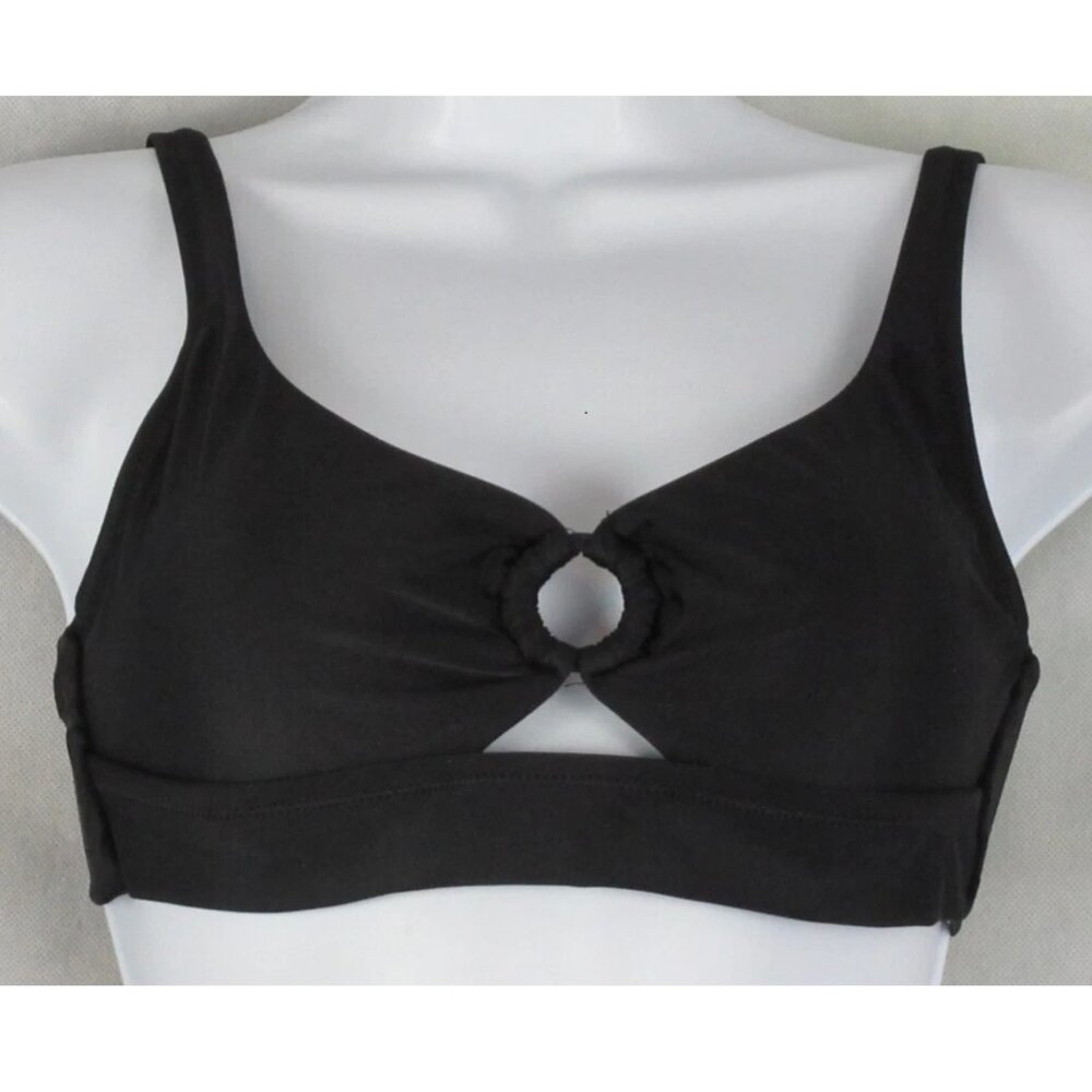 NWT Bar III Women's Tie-Back O-Ring Bikini Top Swimsuit, Black